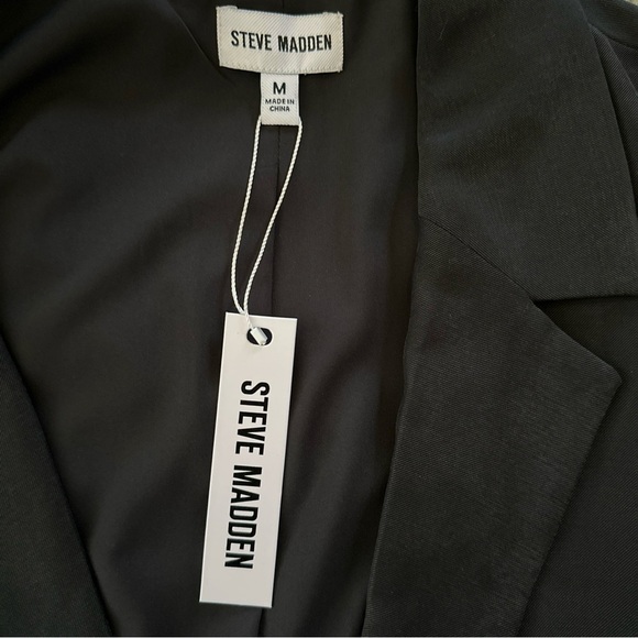 Steve Madden Womens Medium Vest Black Blazer Pockets Sleeveless Lined Midweight - Picture 9 of 11